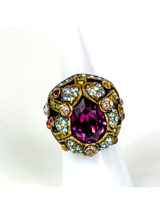 Heidi Daus Jewelry - Heidi Daus Damoiselle Amethyst Swarovski Crystals Antiquated Cocktail Ring Sz 6